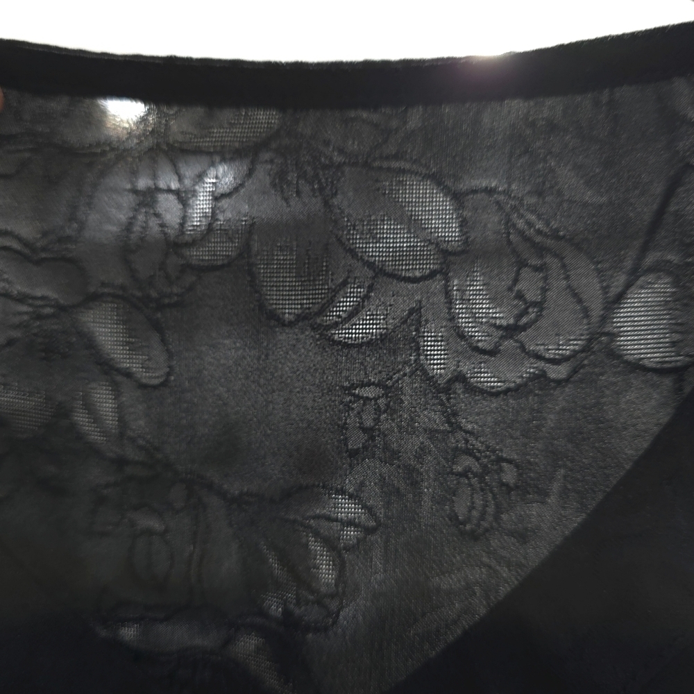 Black Asian Mulberry Silk Spandex V-Neck Short Sleeve Shift Dress, Small Medium - Picture 10 of 13